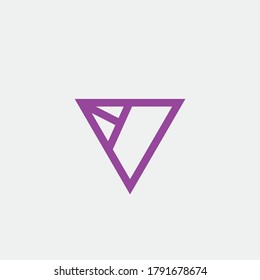 Purple simple triangle geometric trendy company business abstract line art logo design icon