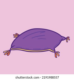 Purple sitting couch pillow from side view vector illustration