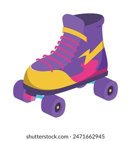 Purple skate pop art retro icon isolated.