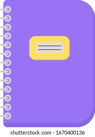 Purple sketchbook, illustration, vector on white background.