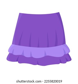 Purple skirt for women vector illustration. Cartoon drawing of woman clothes, mini skirt isolated on white background. Clothes, fashion concept