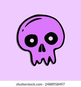 purple skull art hand drawn cartoon illustration
