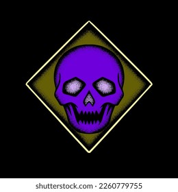 Purple skull art Illustration hand drawn style premium vector for tattoo, sticker, logo etc