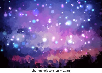 Purple sky brush strokes background. Vector version