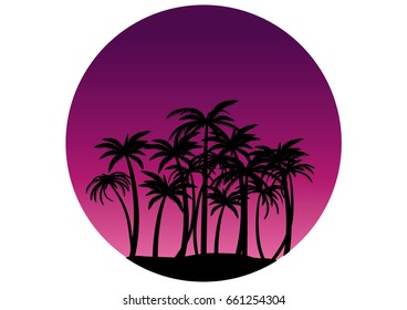 Purple sky over palms silhouettes vector illustration
circle frame icon