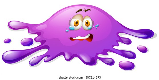 Purple slime with crying face illustration