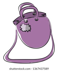 Purple sling bag with handle vector or color illustration