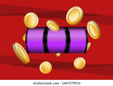 Purple Slot Machine Slots Reel With Coins Jackpot Spin Gambling Vector Illustration