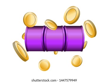 Purple Slot Machine Slots Reel With Coins Jackpot Spin Gambling Vector Illustration