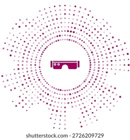 Purple Smart glasses mounted on spectacles icon isolated on white background. Wearable electronics smart glasses with camera and display. Abstract circle random dots. Vector Illustration