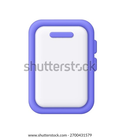 Purple smartphone with white screen. Technology, communication, mobile app and digital device concept. 3d vector icon. Cartoon minimal style.