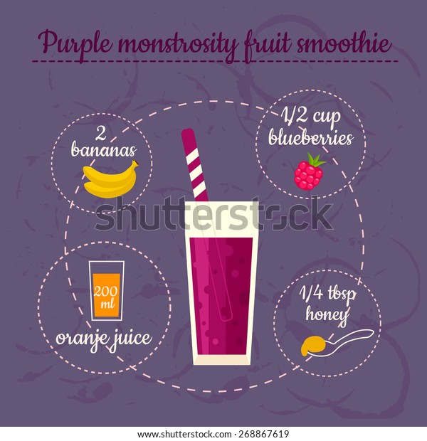 Purple Smoothie Recipe Menu Element Cafe Stock Vector Royalty Free