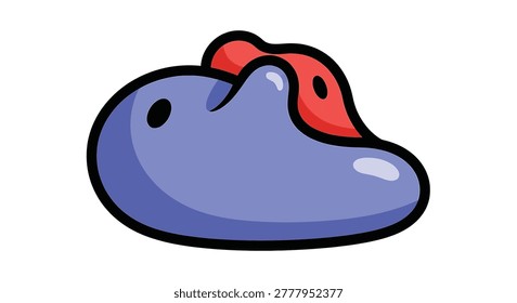A purple snail with red eyes