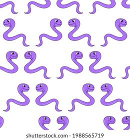 purple snake seamless repeat pattern. background vector illustration.