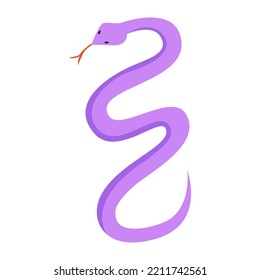 Purple snake. Vector flat illustration on isolated background