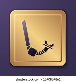 Purple Snorkel icon isolated on purple background. Diving underwater equipment. Gold square button. Vector Illustration