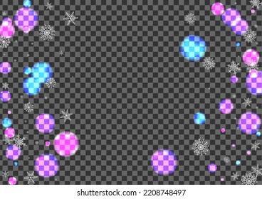 Purple Snow Background Transparent Vector. Flake Elegant Design. Silver Flyer. Bright Circle Light. Glow Texture.