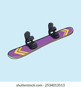 violettes Snowboard einzeln auf blauem Hintergrund