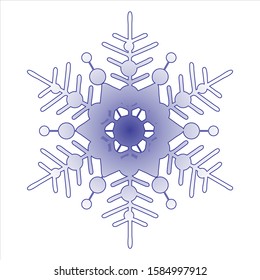 Purple snowflake on white background. Gradient, vector