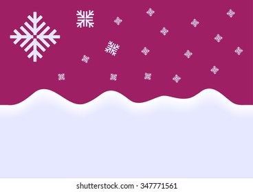 Purple snowflakes sky and snow background