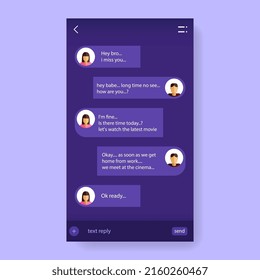 purple social media online chatting ui template, Smartphone redesign realistic object 