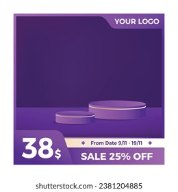 Purple social post template sale