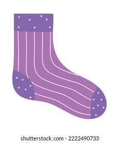 diseño de calcetín morado sobre blanco