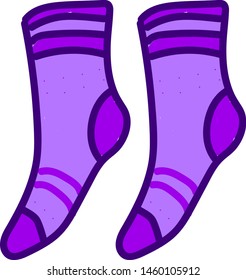 Purple socks, illustration, vector on white background.