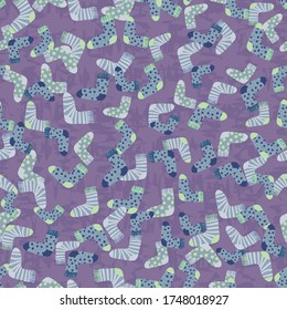 Purple socks seamless vector pattern. Surface print design for fabrics, stationery, scrapbook paper, packaging, and gift wrap.