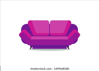 Purple sofa icon. Cartoon of purple sofa vector icon for web design isolated on white background