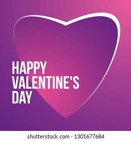 Purple soft gradient heart design with Happy Valentines Day letters. Vector illustration. Love holiday cover template. Romantic symbol with tagline. Lovely colorful modern icon.