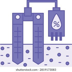 Purple Soil Moisture Sensor Icon. Vector Illustration. Electronic Device for Measuring Soil Water. Agrotechnology and Smart Farming Concept