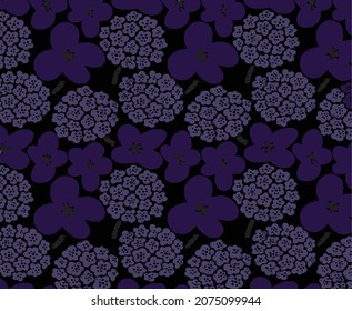 Purple solid flowers dual color illustration vector digital image for clothes motif and gift packaging paper