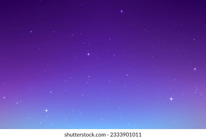 Fondo del espacio púrpura. Color del espacio exterior con las estrellas. Gradiente violento estrellado. Papel de pared cósmico con constelaciones. La textura de noche tranquila. Ilustración vectorial.