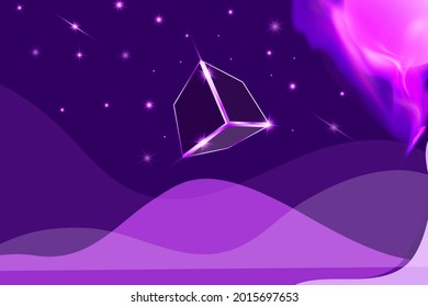 Purple space galaxy abstract background stars planet rocket violet eps vector editable