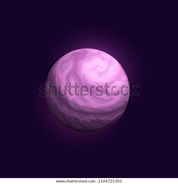 Purple space planet\
with nebula. Fantastic space game or app UI planet moon or\
satellite vector icon. Alien galaxy home world, deep space\
exoplanet with atmosphere gas\
clouds