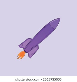 Una ilustración de cohete espacial púrpura