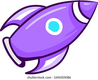 Purple space rocket, illustration, vector on white background