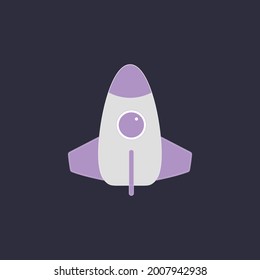 Purple space rocket. Vector graphics
