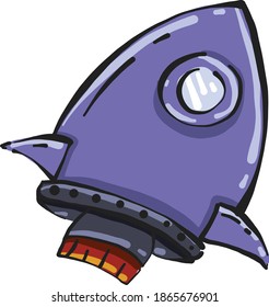 Purple spaceship, illustration, vector on white background.