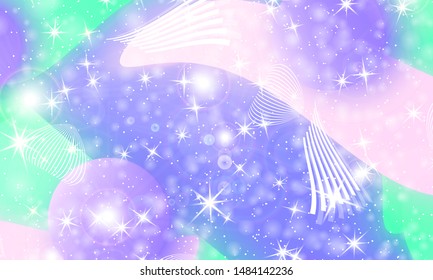 Purple sparkling gradient backgrounds. Fairytale graphics. Fantasy universe. Unicorn pattern. Fairy background.