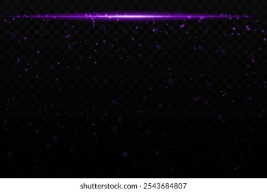 Efecto de luz brillante púrpura con sutiles partículas brillantes sobre un fondo oscuro, ideal para temas de ciencia ficción, cósmicos o de cielo nocturno. El haz Horizontal añade una sensación futurista dinámica.