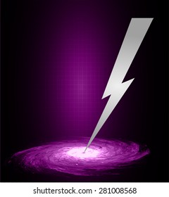 purple sparkling lightning bolt with electric effect. vector