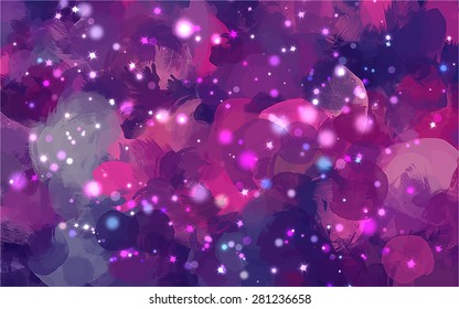 Purple sparks brush strokes background. Vector version