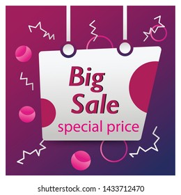 Purple special price. Sale banner template design. Big sale special offer. Special offer banner for poster, flyer, brochure, sticker. Purple abstract vector illustration.
