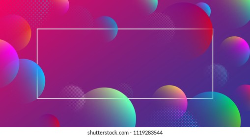 Purple spectrum background with frame and abstract bubbles pattern. Vector illustration.

