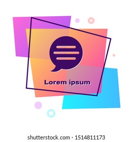 Purple Speech bubble chat icon isolated on white background. Message icon. Communication or comment chat symbol. Color rectangle button. Vector Illustration