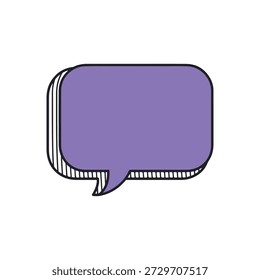 Ilustración púrpura de la burbuja del discurso con la sombra ligera en el fondo blanco