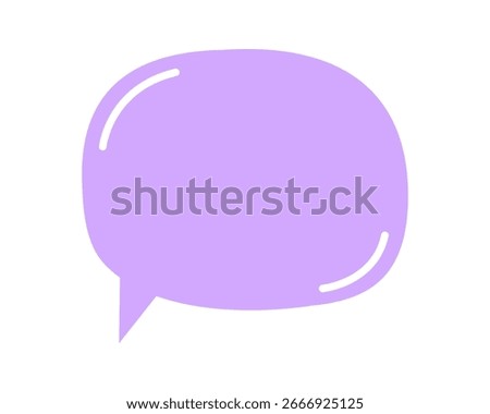 Purple speech bubble template. Dialogue balloon, comment box, quote frame, idea banner, message tag, question or thought label isolated on white background. Vector flat illustration.
