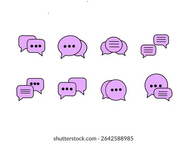 purple speech bubble vector in white background